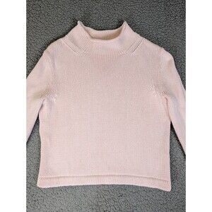 J Crew Always Womens S Pink Roll Neck Oarsman Fisherman Knit Sweater Cotton Cozy